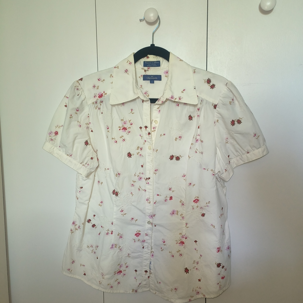 Faconnable White Floral Blouse